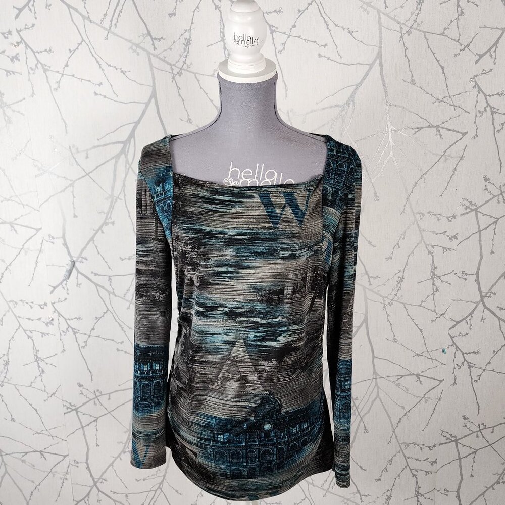 Unbranded Artsy Whimsigoth Jewel Tone Stretch Knit Square Neck Top